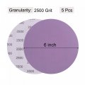 Uxcell 5pcs 6-inch Purple Sanding Discs 2500 Grits Hook And Loop Professional Aluminum Oxide Sand Paper Wet Dry Polish For Wood