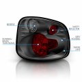 Amerilite For 2001-2003 Ford F-150 Flareside Euro Gun Metal Replacement Tail Lights Brake Lamp Pair Passenger And Driver Side