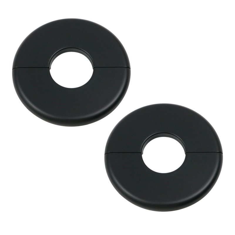 Tsnamay 2 Pcs Wall Split Flange Abs Round Self-adhesive Escutcheon Plate Buckles Design For 1 3 33mm Black