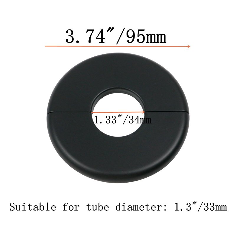 Tsnamay 2 Pcs Wall Split Flange Abs Round Self-adhesive Escutcheon Plate Buckles Design For 1 3 33mm Black