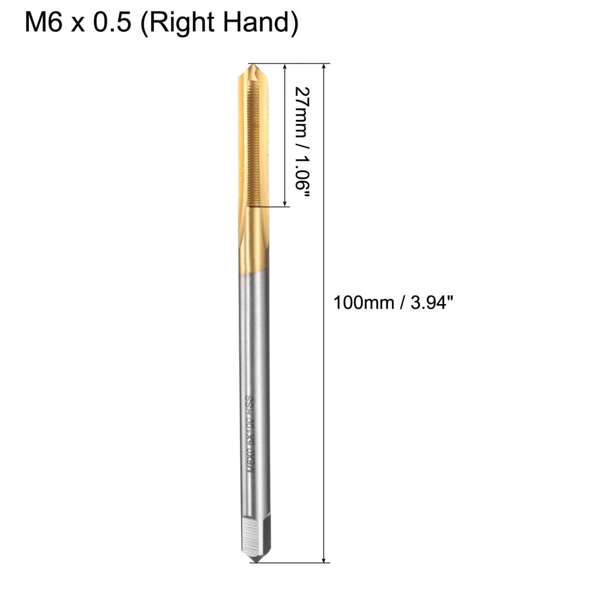 Metric Thread Tap M6 X 0 5 H2 100mm Straight Flute Screw Milling Machine Taps Threading Tapping Repair Tool