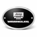 Ipick Image Made For Jeep Wrangler 3d Logo On Black Oval Billet Aluminum 2 Inch Tow Hitch Cover