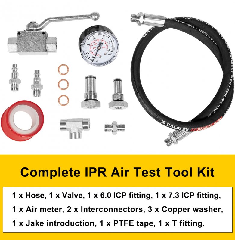 High Pressure Oil System Ipr Air Test Tool Kit For Ford Powerstroke 6 0l And 7 3l 1994 20 With 0 Icp Fitting 7 3 Gauge Meter