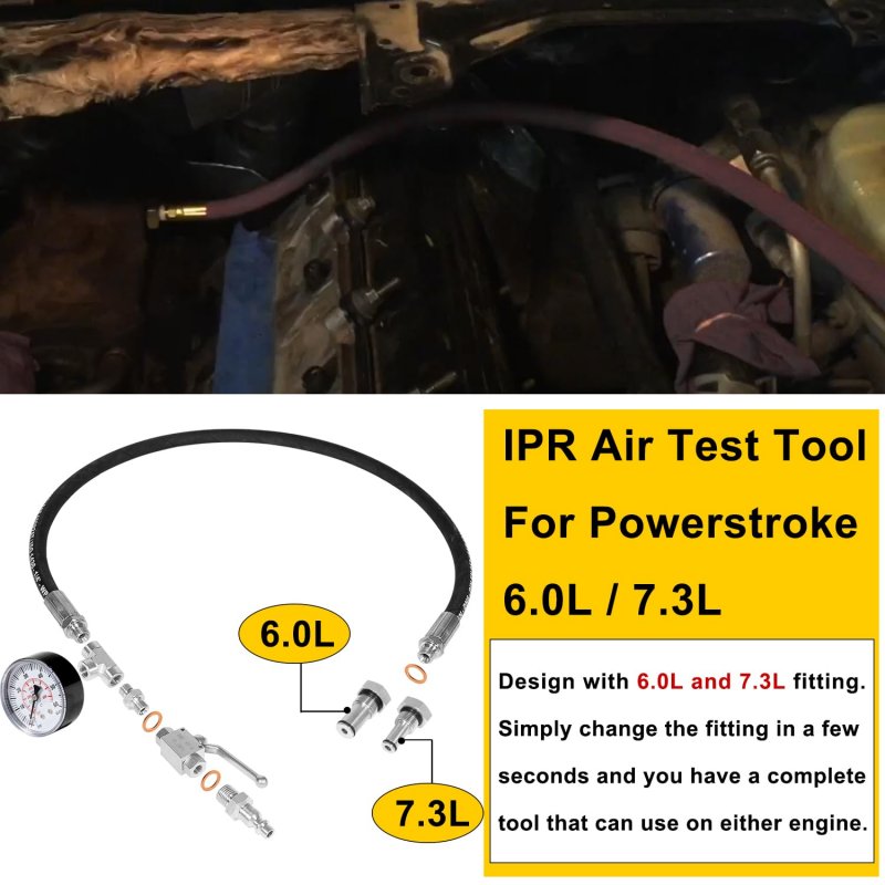 High Pressure Oil System Ipr Air Test Tool Kit For Ford Powerstroke 6 0l And 7 3l 1994 20 With 0 Icp Fitting 7 3 Gauge Meter