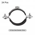 Uxcell 50mm Rigid Pipe Strap Clamps Carbon Steel Bracket Tube Clips M8 Nut Size For Water 24 Pcs