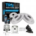 Trq Rear Semi-metallic Brake Pad Coated Rotor Caliper Kit W Fluids For Ford 