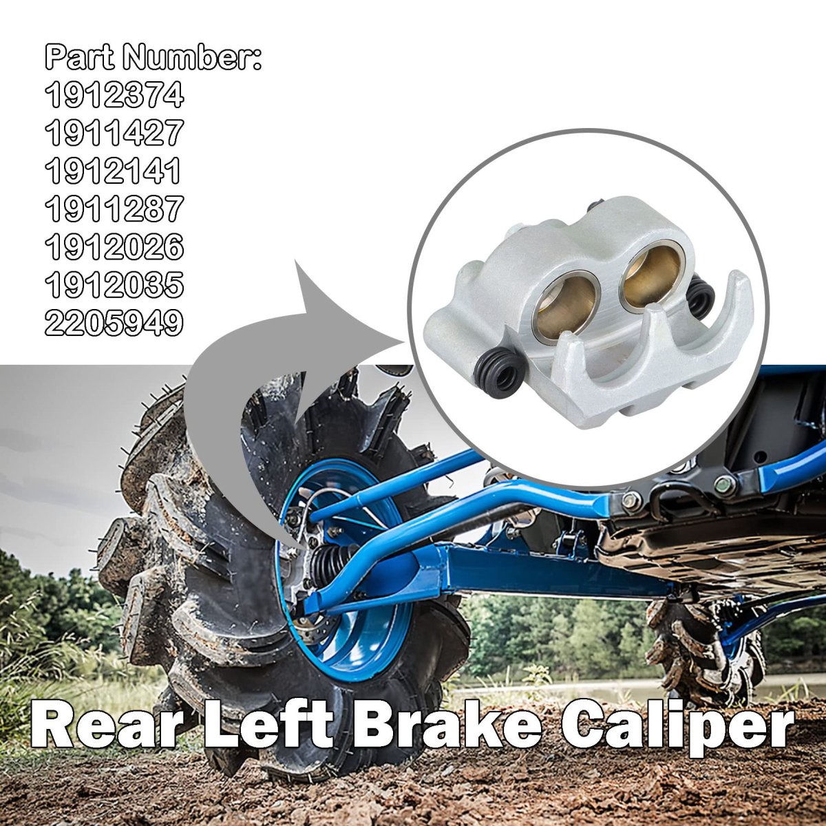 Rear Left Brake Caliper With Pads And Mounting Bracket For 2014 2015 2016 2017 Polaris Rzr Xp 1000