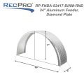 Recpro Trailer Round Aluminum Fender Diamond And Smooth Design Diamond Plate 8 X 34 17