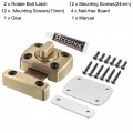 Uxcell Rotate Bolt Latch Zinc Alloy Security Door Lock Gate Latches Nail-free For Cabinet Furniture Bathroom Window 1 7x1 2