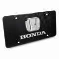 Ipick Image For Honda 3d Chrome Dual Logo 100 Real Black Carbon Fiber License Plate