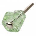 Depression Era Hexagonal Transparent Green Glass Drawer Knob Diameter 1 Handle For Antique Cabinet Door Dresser Desk 