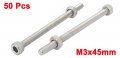Uxcell M3x45mm Hex Socket Head Knurled Cap Screws Bolts Nuts Set 50pcs