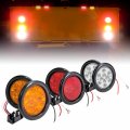 True Mods 2 Red Amber White 4 Round Led Trailer Tail Light Kit Dot Certified Grommets Plugs Included Ip67 Waterproof Stop Brake 