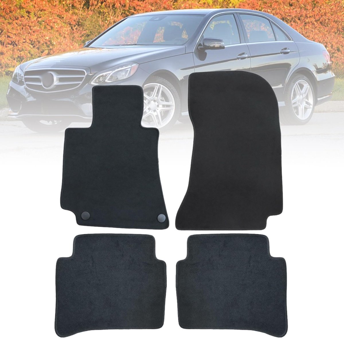 Floor Mats For Mercedes Benz W212 E Class 2010 2016 4 Piece Set Black Velour And Plastic Interior Car Front Rear Row Direct