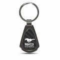 Ipick Image Compatible With Ford Mustang 50 Years Real Black Carbon Fiber Gunmetal Metal Teardrop Key Chain