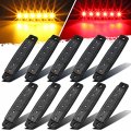 Partsam 10pcs 3 8 Smoked Thin Line Trailer Led Side Marker Clearance Lights 6 Surface Mount Amber Red For Utility Truck Rv 