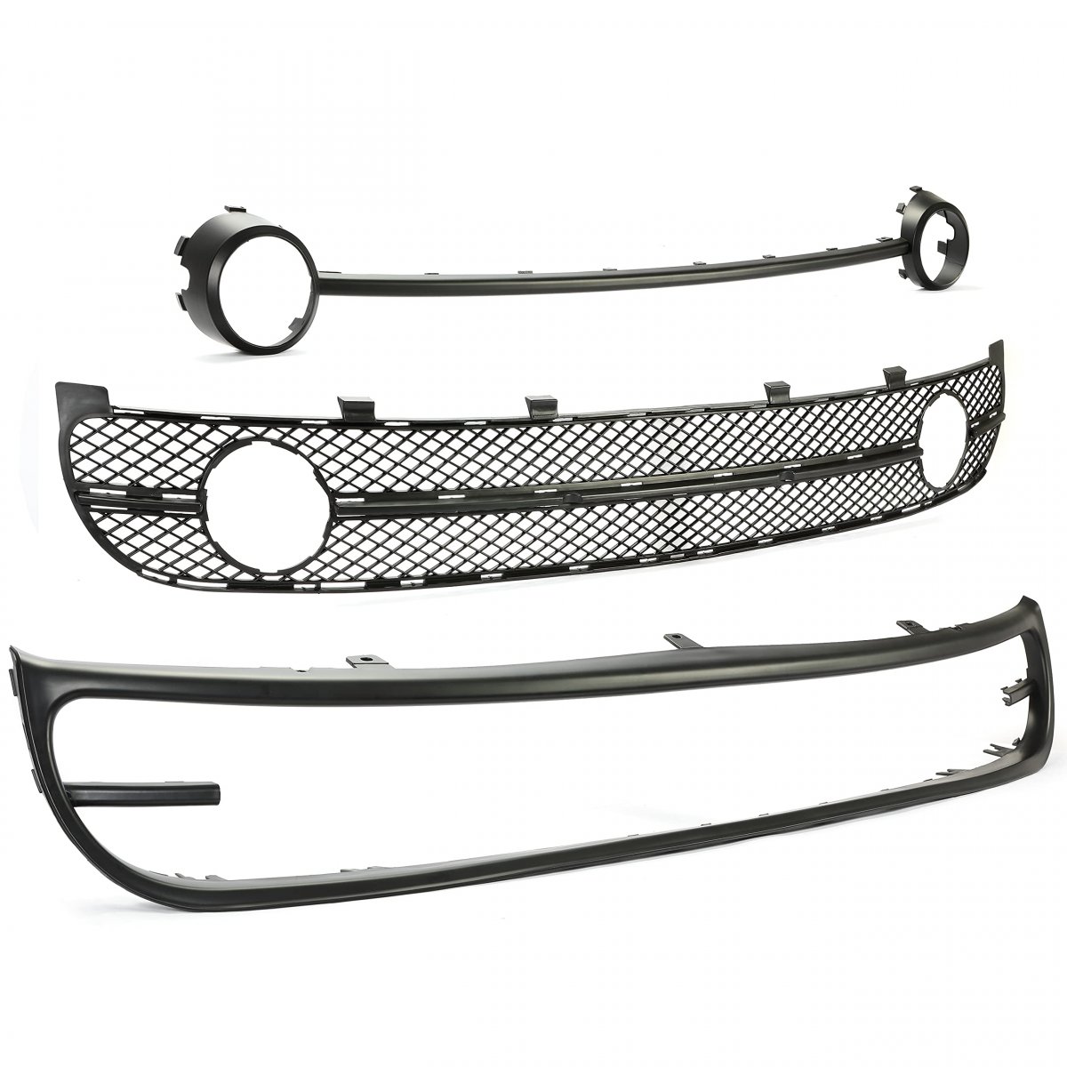 Hecasa Lower Bumper Grille W Fog Light Bezel For 2001-2005 Volkswagen New Beetle Replacement Vw1036104 Vw1094111 Vw1044102