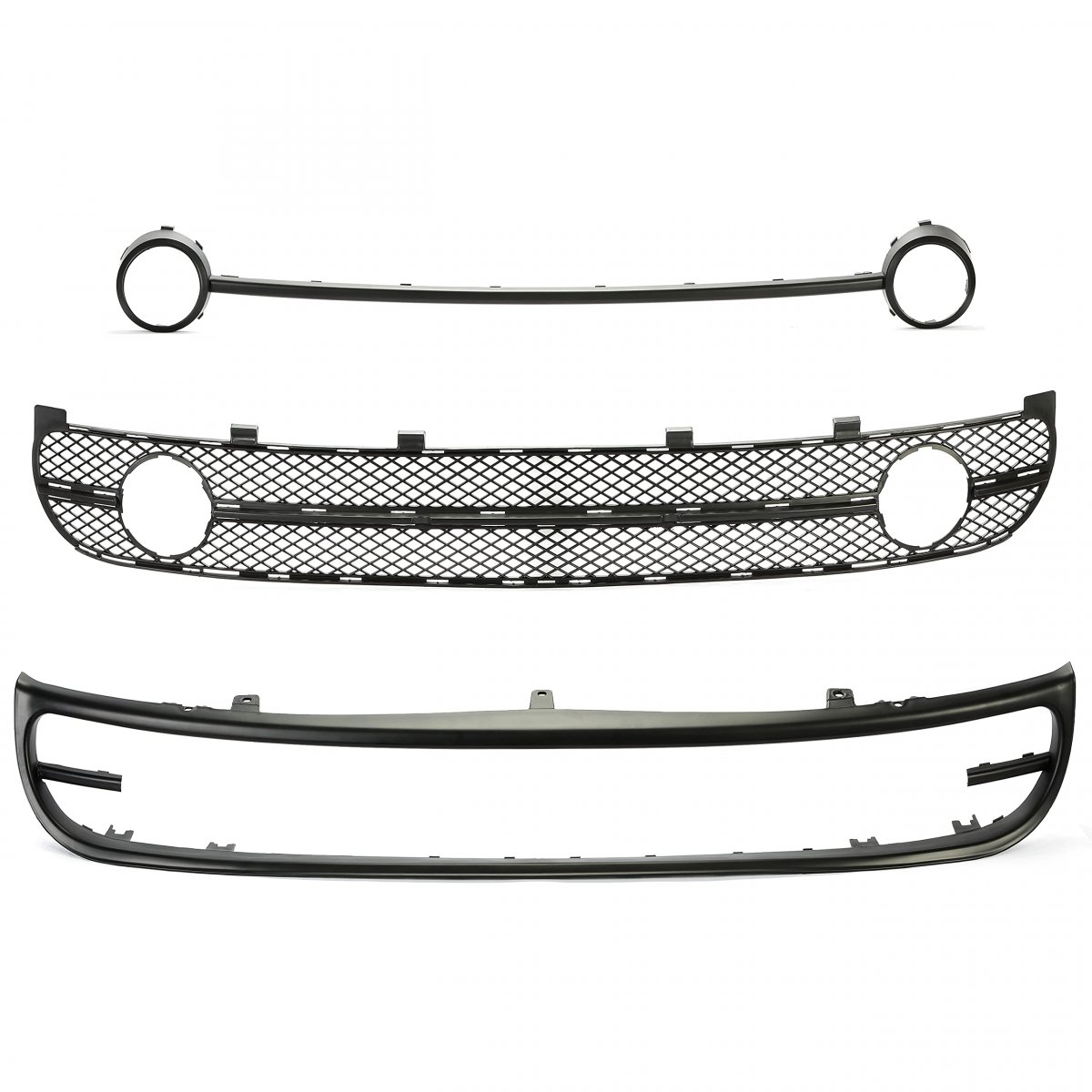 Hecasa Lower Bumper Grille W Fog Light Bezel For 2001-2005 Volkswagen New Beetle Replacement Vw1036104 Vw1094111 Vw1044102