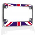Fastasticdeals Metal Insert Bike License Plate Frame British Flag Divided Weatherproof Motorcycle Accessories Chrome 4 Holes 