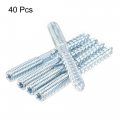 Uxcell M8x25mm Hanger Bolts Double Head Dowel Screw For Wood Furniture 40pcs