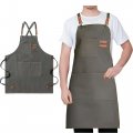 Obilan Chef Apron Chefs For Men Women With Large Pockets Extended Canvas Adjustable Tool Apron Size M To Xxl Grey 