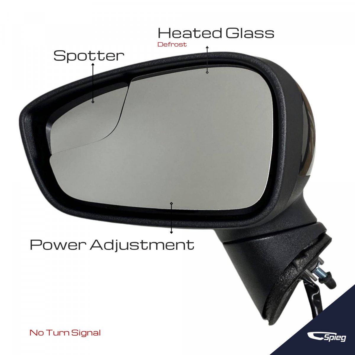 Spieg Fo1320459 Driver Side Mirror Replacement For Ford Fiesta 2011-2013 Power Heated With Spotter Black Ptm Cover 5pin Lh