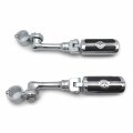 Smt-chrome Long Angled Peg Mounting Kit Skull Zombie Footpeg Compatible With Bike 1-1 4 Inch 1 25 Front Engine Guard Frame Tube