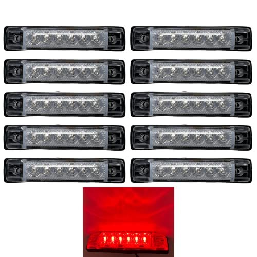 All Star Truck Parts 10x 4 X1 Clear Lens Red Led Thin Slim Line Trailer Side Marker Clearance Lights 6 Reflex Submersible