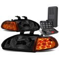 Auto Dynasty Led Turn Signal Smoked Housing Headlight Lamps Tool Kit Compatible With Honda Civic 2 3dr 92-95