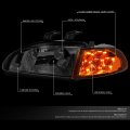 Auto Dynasty Led Turn Signal Smoked Housing Headlight Lamps Tool Kit Compatible With Honda Civic 2 3dr 92-95