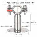 Uxcell Wall Mount Ceiling Pipe Support 304 Stainless Steel Adjustable Strap Clamp For 25-28mm