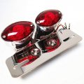 Httmt Mt374-cd Red Chrome Red Universal Cat Eye Custom Motorcycle Tail Brake Turn Signal License Plate Light