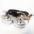 Httmt Mt374-cd Red Chrome Red Universal Cat Eye Custom Motorcycle Tail Brake Turn Signal License Plate Light