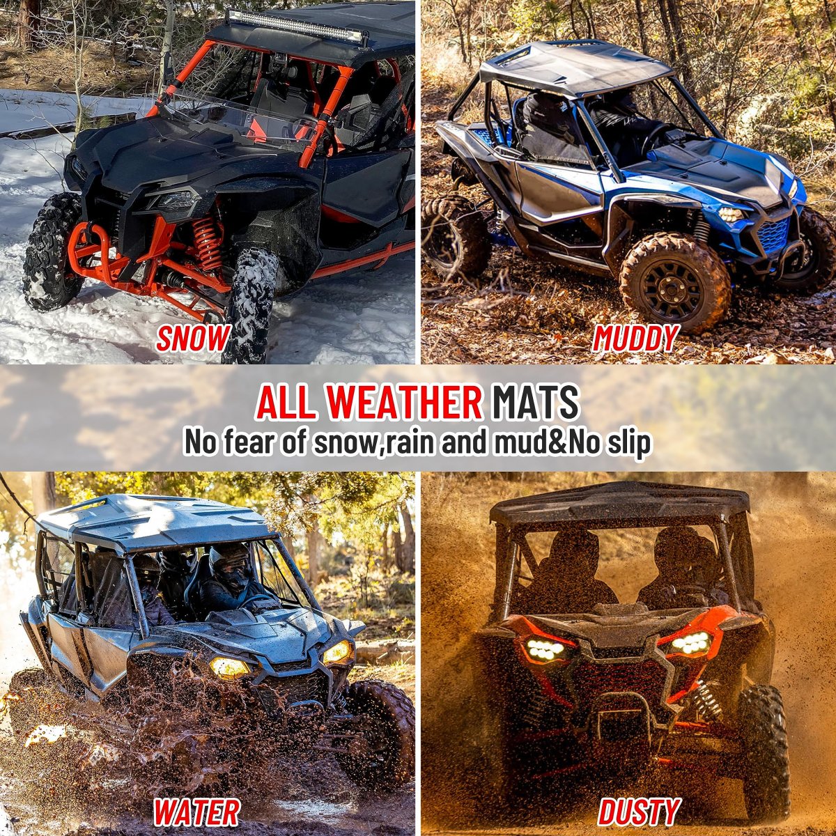 Tpe Floor Mats For Honda Talon 1000 19-23 Front Row Liners All Weather Protection Slush 1000r 1000x 1000x4 2019-2023