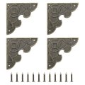 4pcs Vintage Flat Corner Bracket 2 1 X Metal Desk Protectors Zinc Alloy Decorative Edge Cover With Mounting Nail For Furniture 