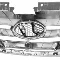 Hy1200154 Factory Style Front Bumper Grill Grille Assembly Wtih Chrome Moulding Compatible With Sonata 2011-2013 Painted Black
