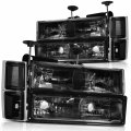 Ocpty Headlight Assembly Pair Replacement For 94-99 Chevy C1500 Suburban 94-00 C2500 C3500 K1500