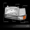 6pcs Factory Style Headlights Assembly With Bumper And Corner Lights Compatible Ford F150 F250 F350 Bronco 92-96 Driver