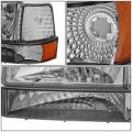 6pcs Factory Style Headlights Assembly With Bumper And Corner Lights Compatible Ford F150 F250 F350 Bronco 92-96 Driver