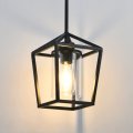 Black Pendant Light Modern Vintage Cage Hanging Lamp Industrial Farmhouse Lighting Fixture With Glass Shade For Kitchen Island 
