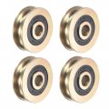Uxcell Sliding Door Roller U Groove 6mm Shaft Hole 28 5mm Diameter Iron Zinc Plated Pack Of 4