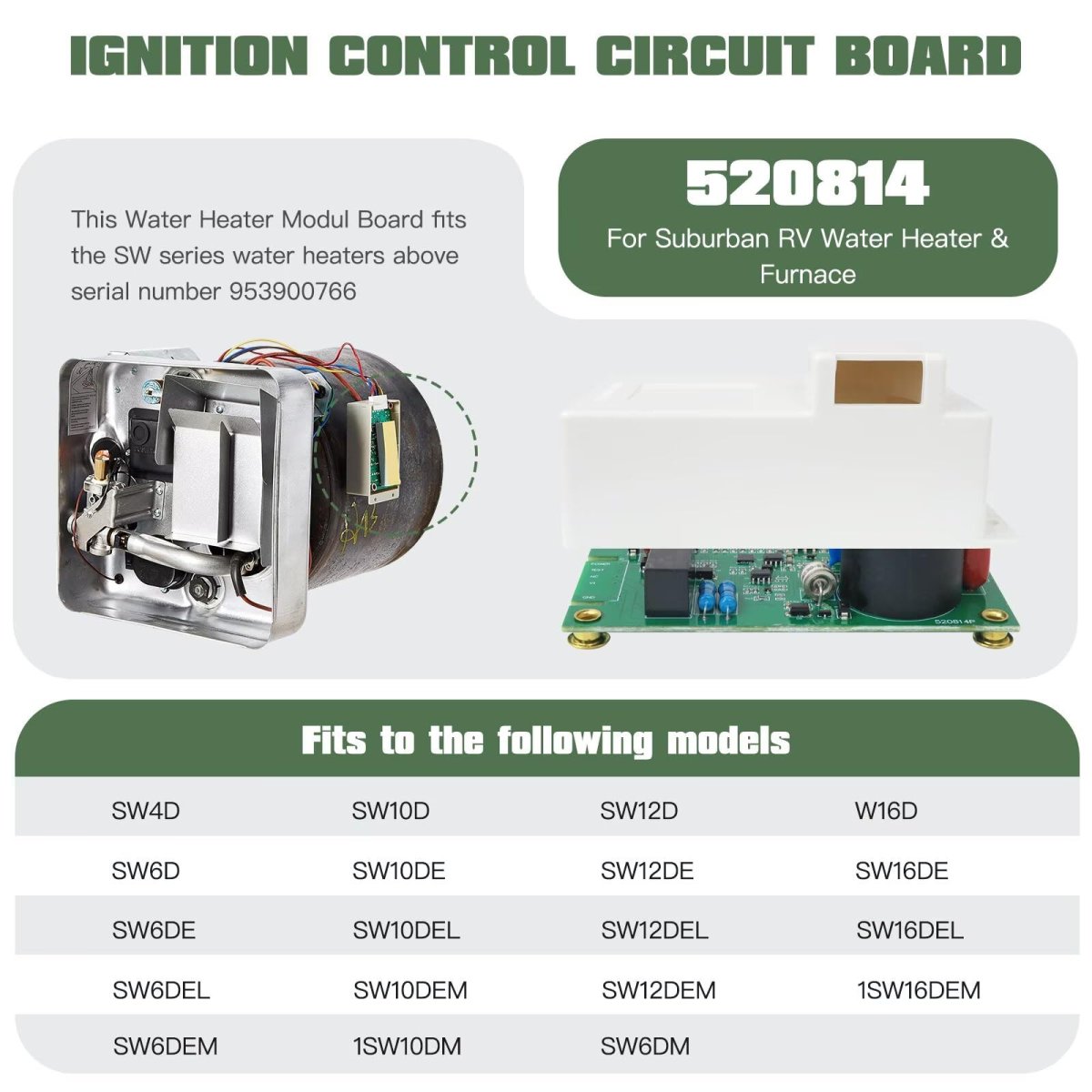 520814 Ignition Control Circuit Board Igniter Module Replacement Kit For Suburban Rv Water Heater Furnace Sw4d Sw6d Sw10d Sw12d