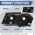 Auto Dynasty Factory Style Halogen Headlights Assembly Compatible With Dodge Avenger 2008-2014 Driver And Passenger Side Chrome