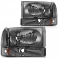 Aintier A Pair Of Automotive Headlight Assembly Fit Ford Excursion 2000-2004 For For F-250 Super Duty 1999-2005 With Chrome