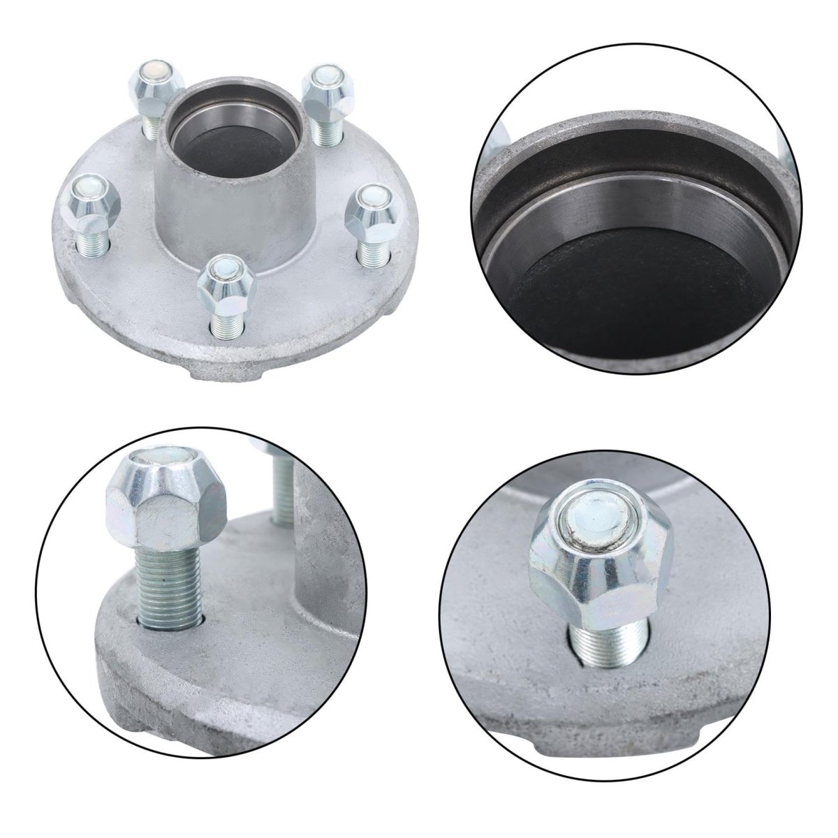 Galvanized Trailer Hub Bearing Kit 5 On 4 In Suitable For 2000lbs Axle And 1 Straight Spindle With 2 Stud