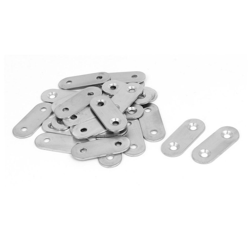 40mm Length Stainless Steel Flat Mending Fixing Plate Brackets Supports 26pcs