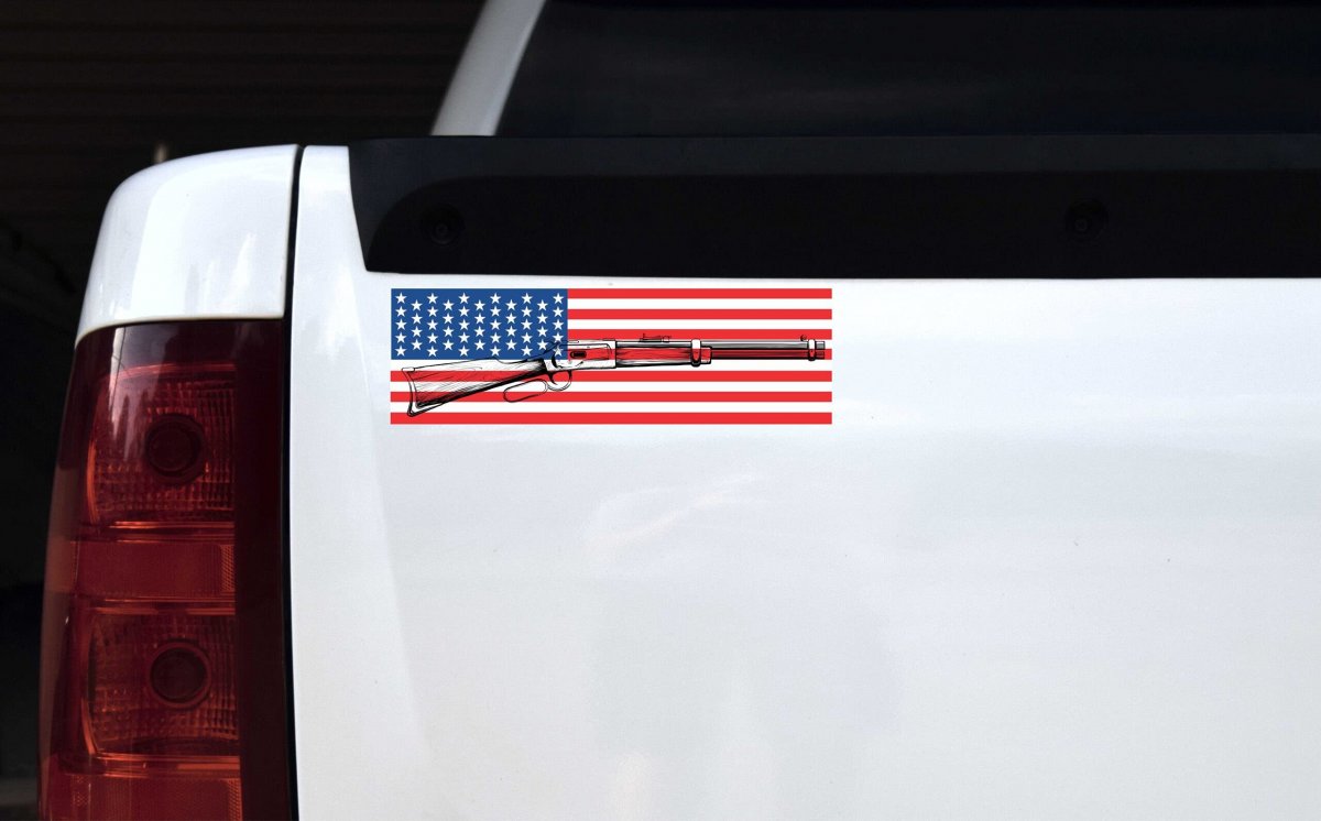 Stickertalk Rifle Usa Flag Vinyl Sticker 10 Inches By 3