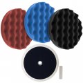 Tcp Global Complete 3 Pad Buffing And Polishing Kit With 3-8 Waffle Foam Grip Pads A 5 8 Threaded Polisher Backing Plate 