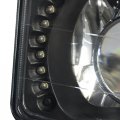 2pcs 4x6 Inch Glass Lens Bult-in Led Black Housing Projector Headlight Lamps 