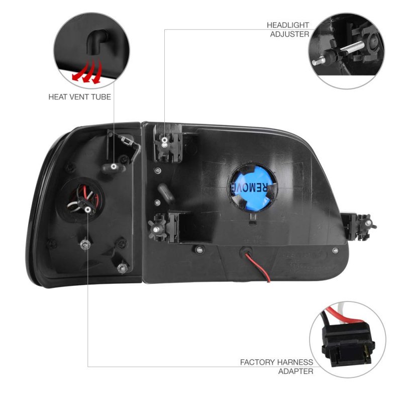 Led Strip Headlight Turn Signal Corner Lamp For 1997-2003 Ford F150 Expedition Metallic Chrome Housing Driver And Passenger